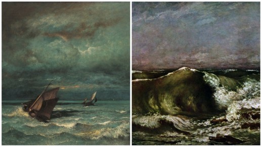 Jules Dupré, "Orage en mer" © Henri Delage / Gustave Courbet, "Vague" © DR